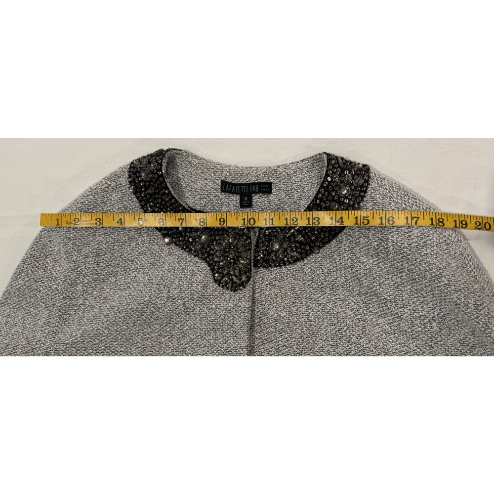 Lafayette 148 Embellished Snap Jacket Metallic Silver Tweed Sz 14 Party MOB MOG - Picture 5 of 13